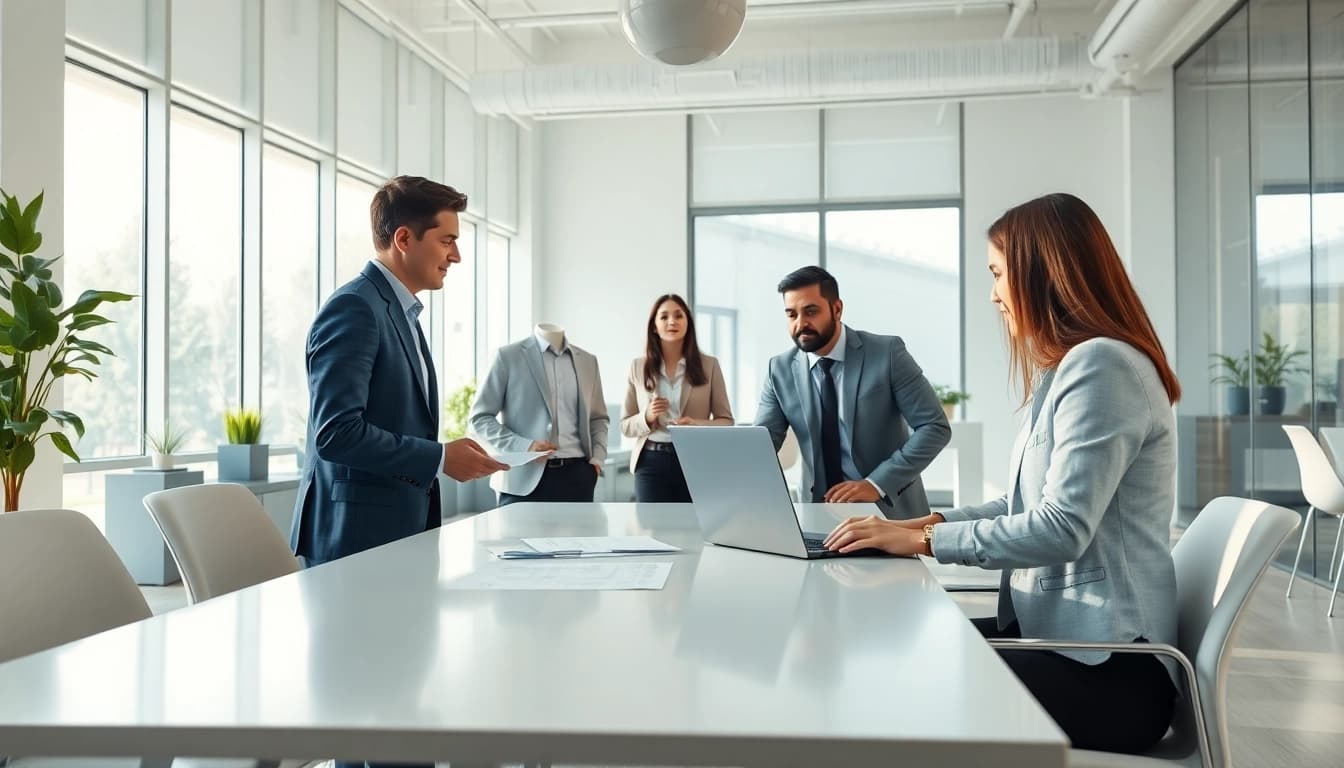 Headhunter Ingenieure berät einen Ingenieur in einem modernen Büro.