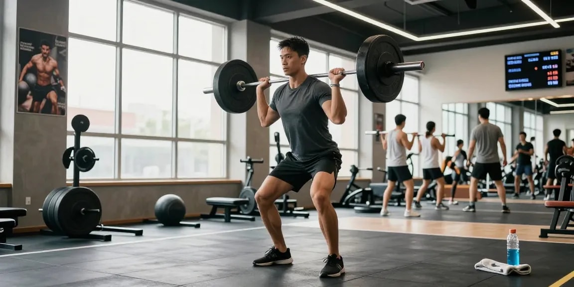 Globale Pharma Steroide in einem modernen Fitnessstudio, Athlet beim Gewichtheben.