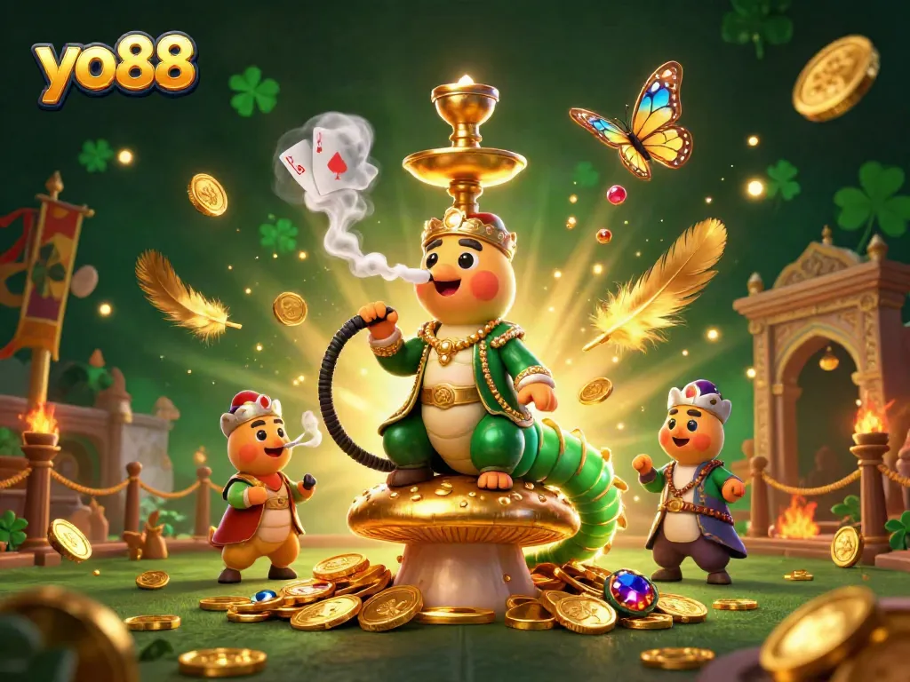 Win big with yo88's dynamic gaming scene featuring an extravagant caterpillar master!