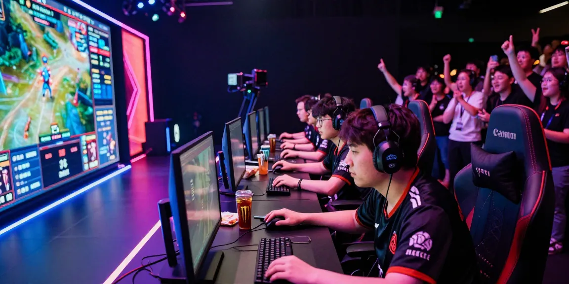 FAFA 828 esports arena scene with gamers in action, vibrant tournament atmosphere