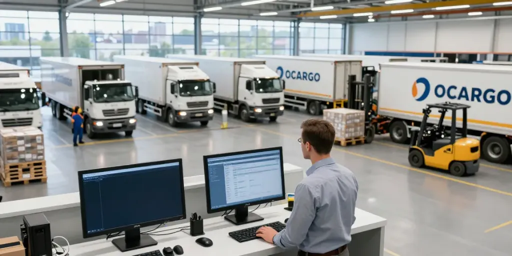 OCARGO Spedition Bielefeld bei der effizienten Abwicklung internationaler Transporte mit modernen Lkw und engagiertem Team.