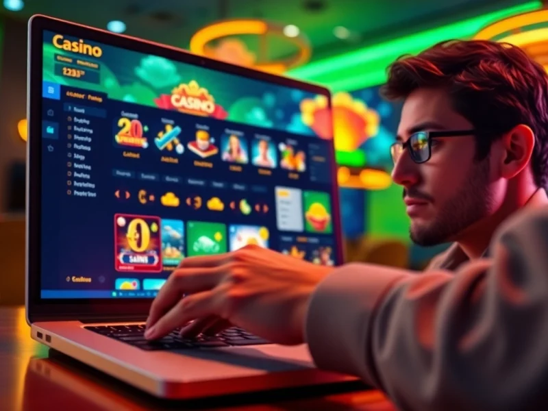A magyar online casino izgalma, amint egy játékos virtuális tétet tesz egy laptopon.