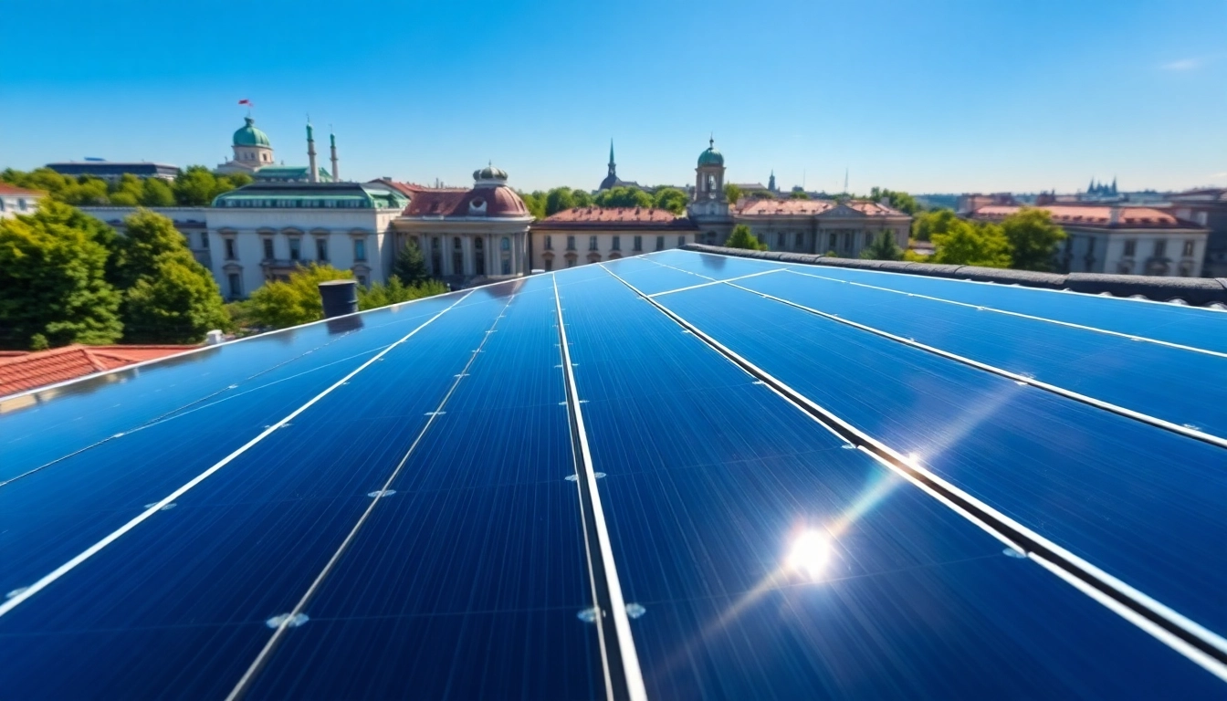 Die Kosten für eine PV anlage kosten wien an einem Sonnentag mit Wien Hintergrund sichtbar.